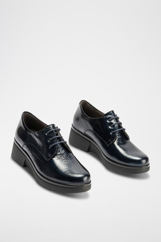 Stringate in pelle verniciata - Navy