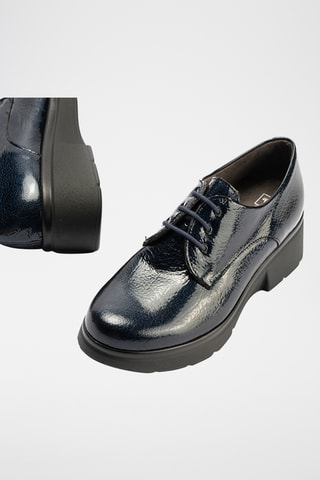 Stringate in pelle verniciata - Navy