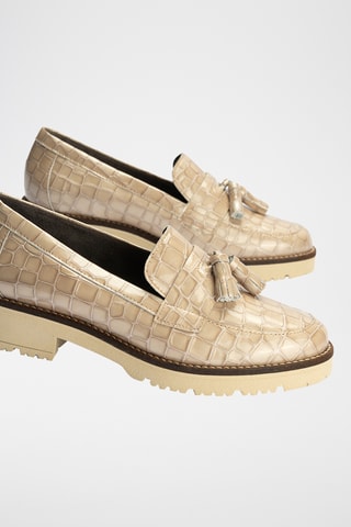 Mocassini in pelle verniciata - Beige