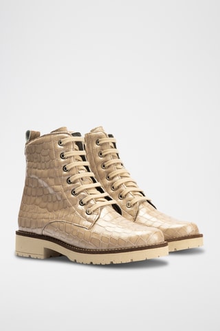 Bottines en cuir verni - Beige