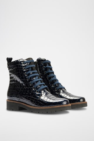 Bottines en cuir verni - Bleu marine