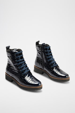 Bottines en cuir verni - Bleu marine