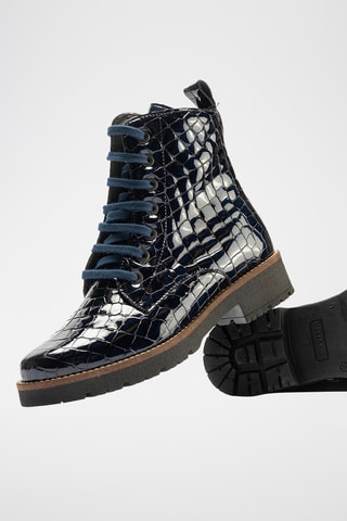 Bottines en cuir verni - Bleu marine