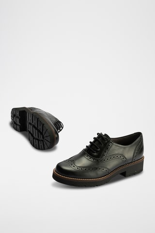 Stringate in pelle nappa - Nero