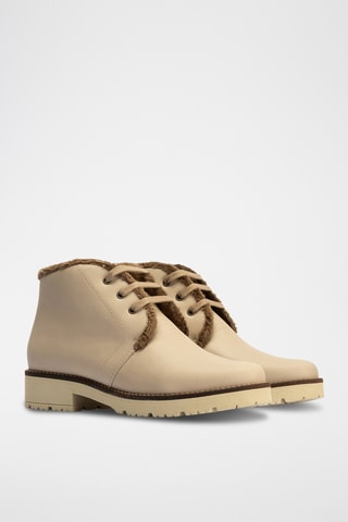 Bottines fourrées en cuir nappa - Beige