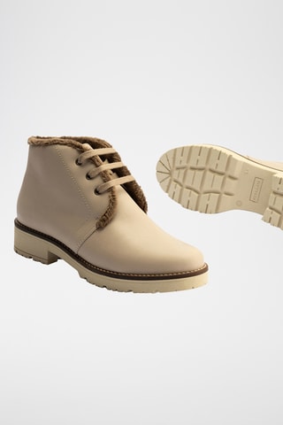 Bottines fourrées en cuir nappa - Beige