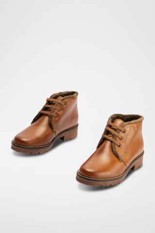 Bottines fourrées en cuir nappa - Camel