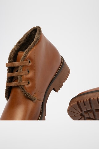 Bottines fourrées en cuir nappa - Camel