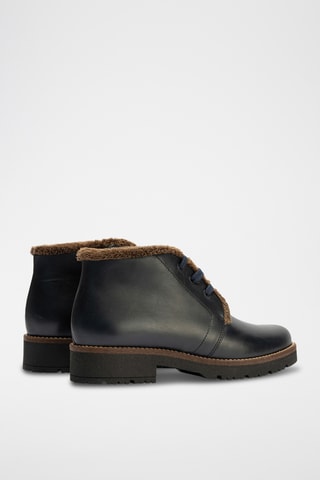 Bottines fourrées en cuir nappa - Bleu marine