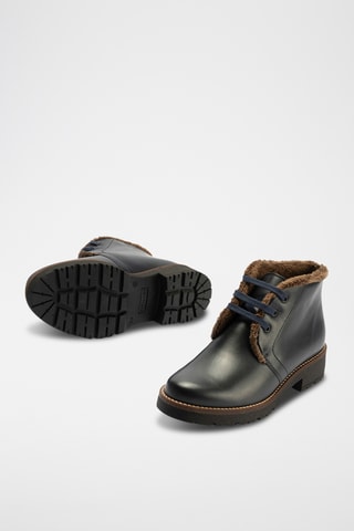 Bottines fourrées en cuir nappa - Bleu marine