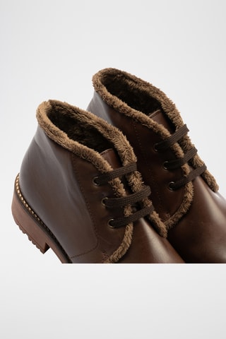Bottines fourrées en cuir nappa - Marron