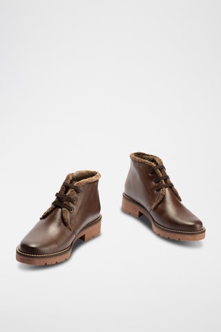 Bottines fourrées en cuir nappa - Marron