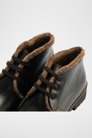 Bottines fourrées en cuir nappa - Noir