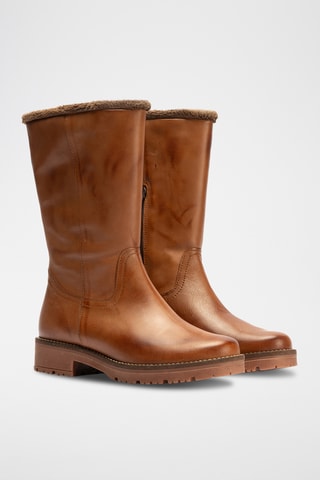 Bottines fourrées en cuir nappa - Camel