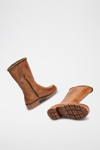 Bottines fourrées en cuir nappa - Camel