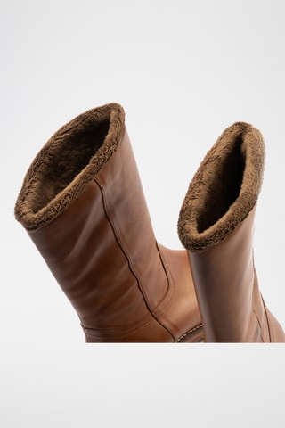 Bottines fourrées en cuir nappa - Camel