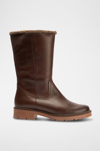 Bottines fourrées en cuir nappa - Marron