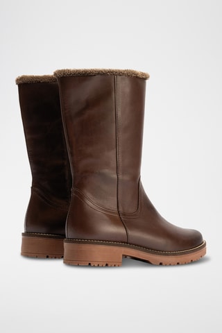 Bottines fourrées en cuir nappa - Marron