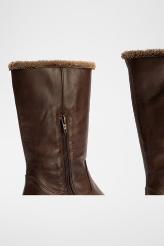 Bottines fourrées en cuir nappa - Marron