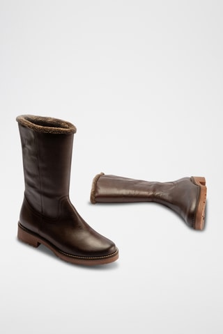 Bottines fourrées en cuir nappa - Marron