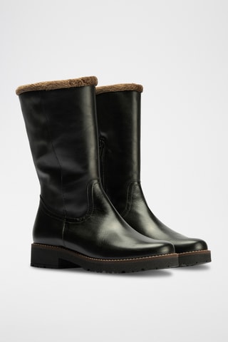 Bottines fourrées en cuir nappa - Noir