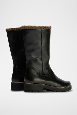 Bottines fourrées en cuir nappa - Noir