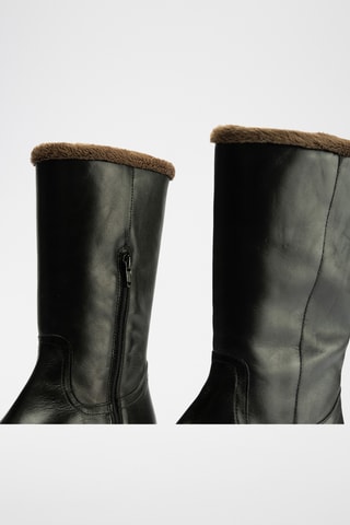 Bottines fourrées en cuir nappa - Noir