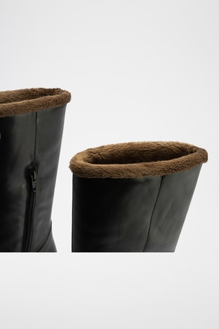 Bottines fourrées en cuir nappa - Noir