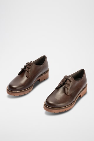 Stringate in pelle nappa - Marrone