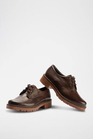 Stringate in pelle nappa - Marrone