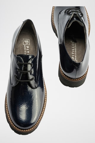 Stringate in pelle verniciata - Navy
