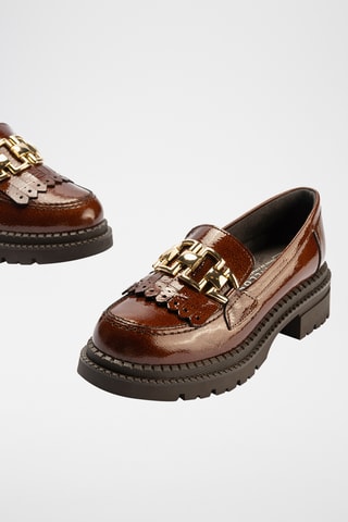 Mocassini in pelle verniciata - Cammello