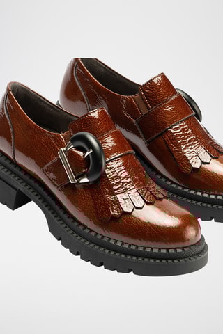 Monk strap in pelle verniciata - Cammello