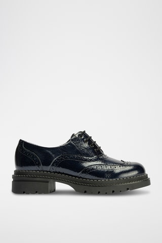 Stringate in pelle verniciata - Navy