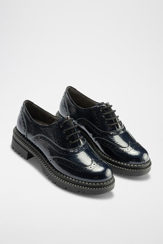 Stringate in pelle verniciata - Navy