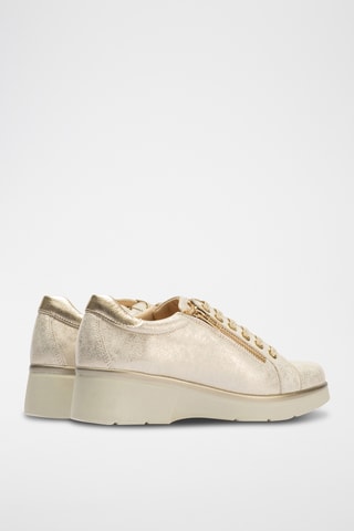 Baskets compensées en cuir - Doré