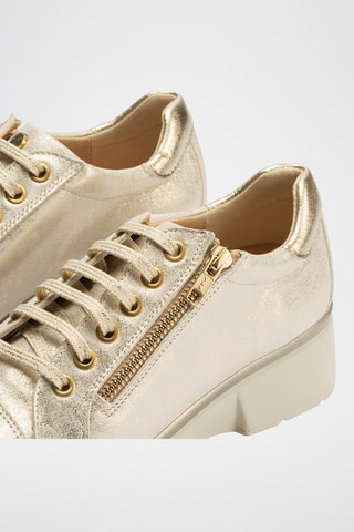 Baskets compensées en cuir - Doré