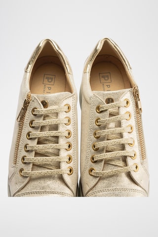 Baskets compensées en cuir - Doré