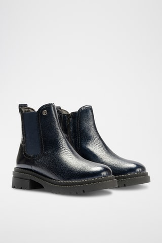Bottines en cuir verni - Bleu marine