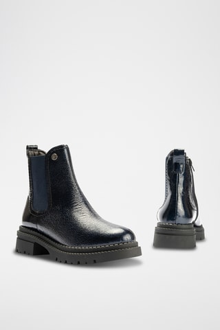 Bottines en cuir verni - Bleu marine