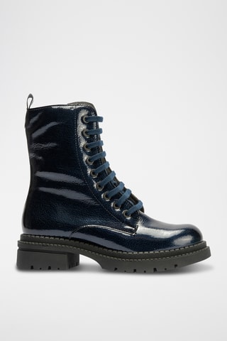 Bottines en cuir verni - Bleu marine