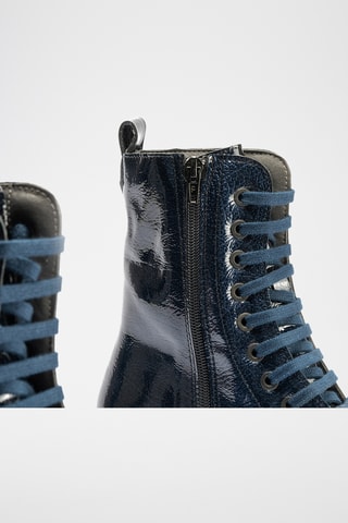 Bottines en cuir verni - Bleu marine