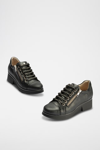 Baskets compensées en cuir - Noir 