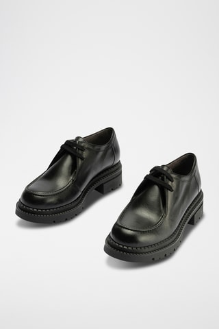 Stringate in pelle nappa - Nero