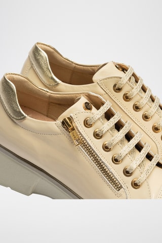 Baskets compensées en cuir nappa - Beige