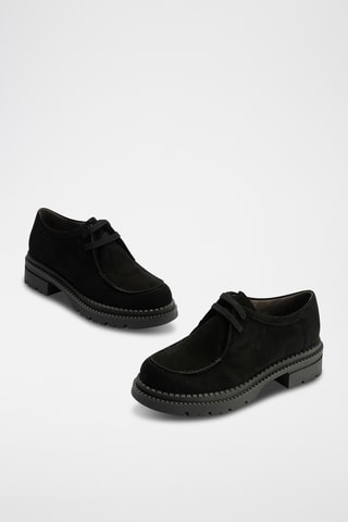 Stringate in pelle scamosciata - Nero