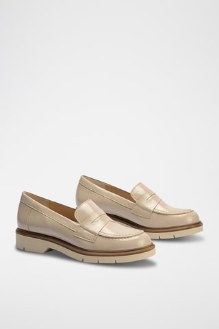 Mocassini in pelle verniciata - Beige