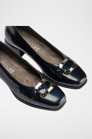 Escarpins en cuir verni - Bleu marine