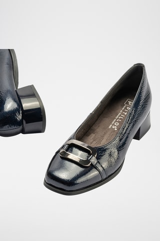 Escarpins en cuir verni - Bleu marine