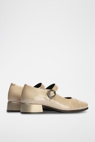 Scarpe baby con tacco in pelle verniciata - Beige